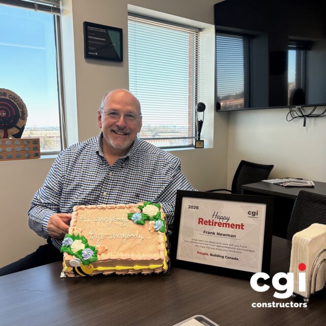 Please join us in celebrating Frank Newman on his retirement.
Frank has been an integral part of CGI’s leadership team, contributing his expertise, mentorship, and commitment to building a strong, safe, and people-focused culture.
Thank you, Frank, for everything you’ve given to the team. Wishing you all the best in this next chapter—enjoy your retirement!
#CGIConstructors #EmployeeMilestone