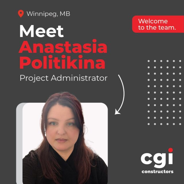 Please join us in welcoming Anastasia Politikina to our Winnipeg office as Project Administrator. We’re excited to have you on board—welcome to CGI!

#CGIConstructors #welcomeonboard #newteammember