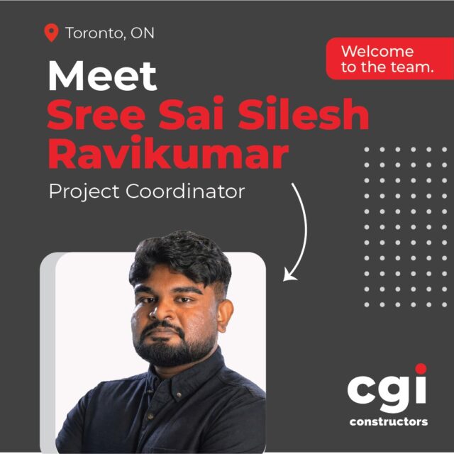 CGI is excited to welcome Sree Sai Silesh Ravikumar back to the team as a Project Coordinator in our Toronto office!

Sree first joined us as a co-op student in 2024, and we are thrilled to see him return to continue growing his career with CGI. Welcome back, Sree, we look forward to your growth and continued success!

#CGIConstructors #NewTeamMember