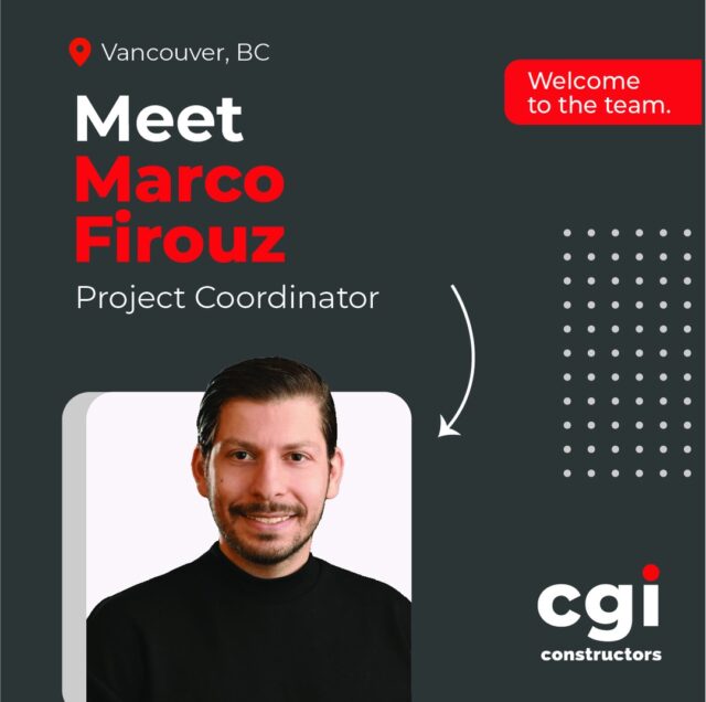 Our Vancouver team is growing!
We’re excited to welcome Marco Firouz as our newest Project Coordinator and Jeremy Liu as our newest co-op student with our Project Coordination team!
We’re excited to have you both on board and look forward to the contributions you’ll bring to our Vancouver team. Welcome to CGI! 👏
#CGIConstructors #TeamCGI