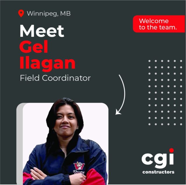 We’re excited to welcome Gel Ilagan to CGI’s Winnipeg team! 👋

Gel joins us as a Field Coordinator, supporting our growing team and projects across the region.

Welcome to CGI, Gel!

#CGIConstructors #TeamCGI